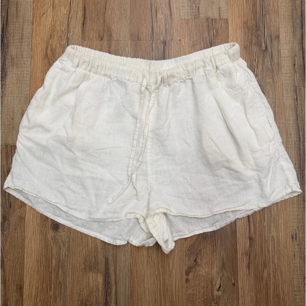 Anthropologie White Linen‎ Drawstring Shorts XS Summer Beach Lounge
